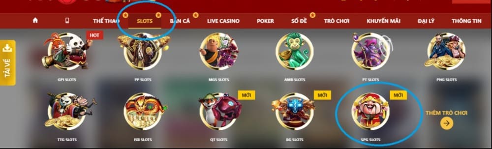 Những trò chơi mà Sảnh SPG Slot cung cấp 